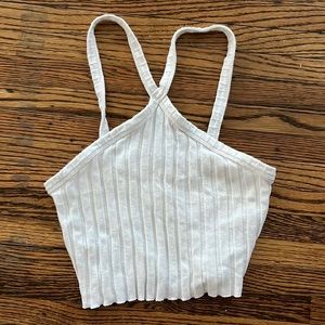 Zara racer front white cropped tank